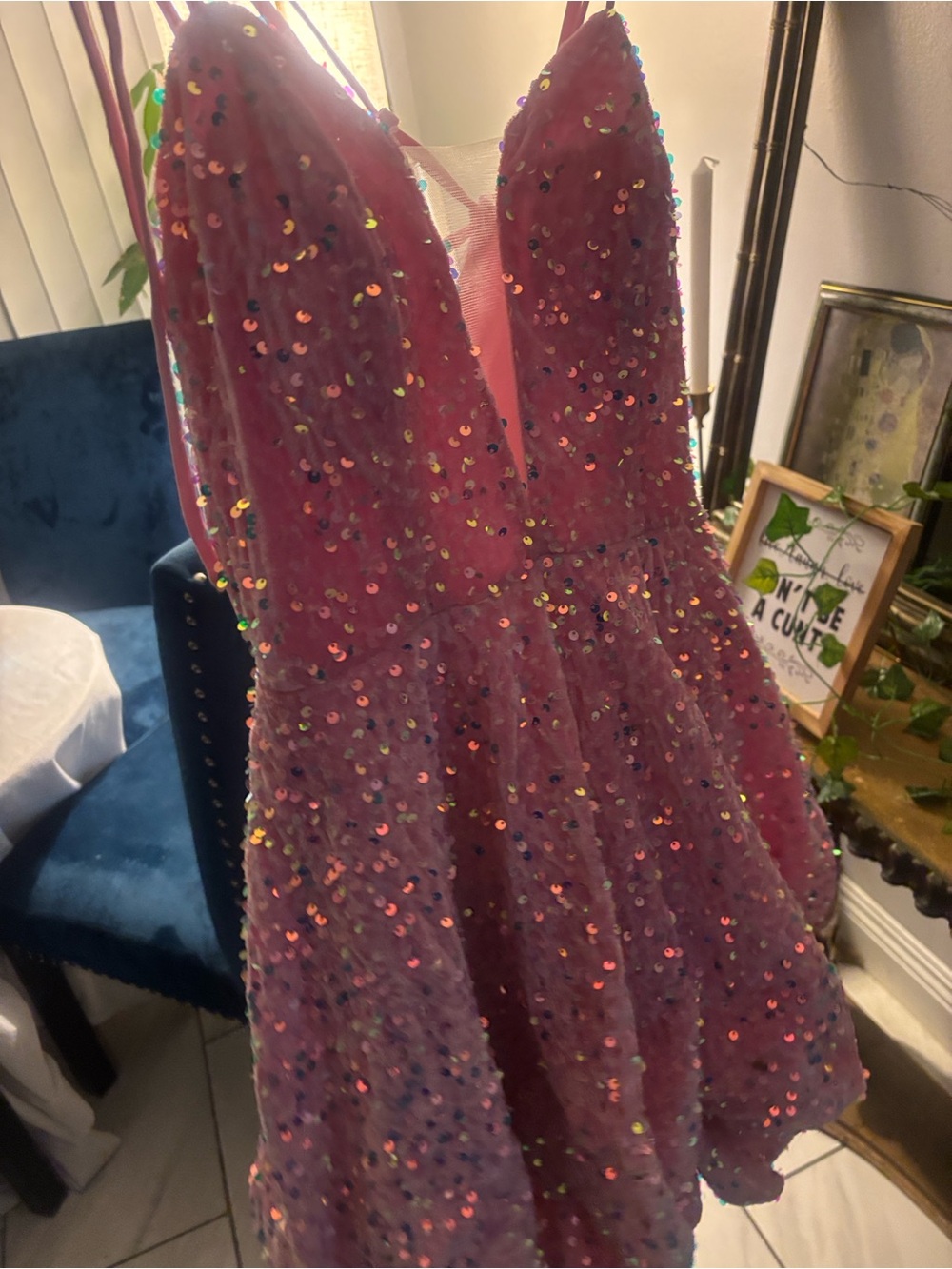 Girls Pink Sequin Party Dress
